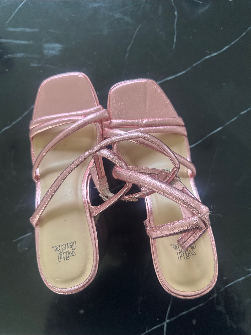 wild fable Rose Metallic Strappy Square-Toe Heels